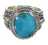 Turquoise Southwestern Silver Ring Size 5-1/4 QX83751